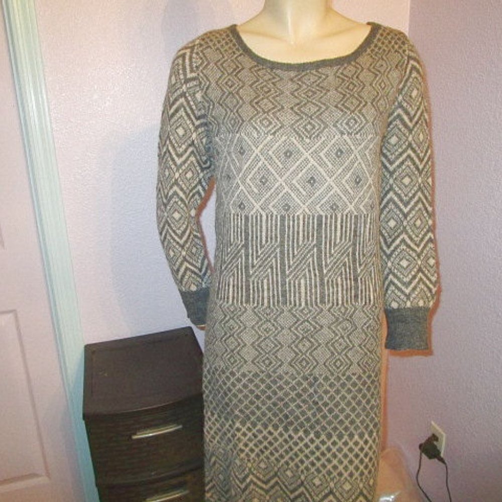 Sparrow Anthropologie Midi Sweater Dress Size L Alpaca Blend Scandinavian Nordic - Picture 3 of 11